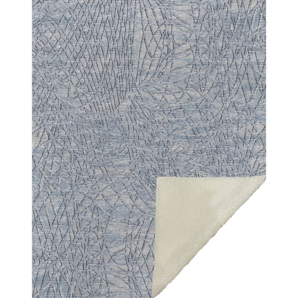 50" X 70" Blue And Beige Abstract Microfiber Plush Throw Blanket