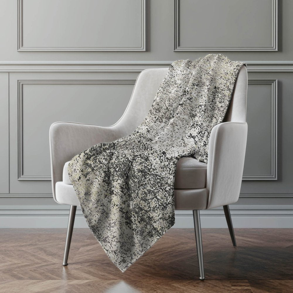 50" X 70" Gray And Black Abstract Polyester Woven Plush Throw Blanket