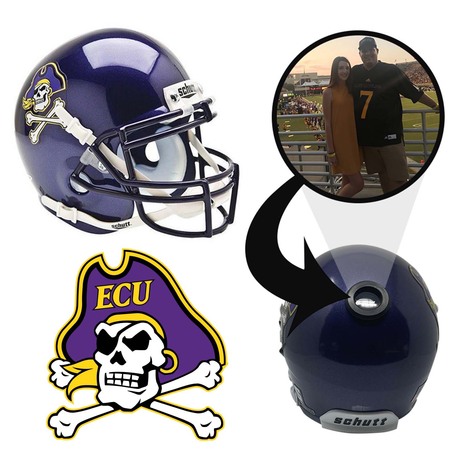 East Carolina Pirates College Football Collectible Mini Helmet - Picture Inside - FANZ Collectibles