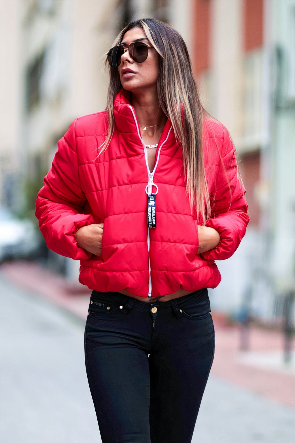 Fashionable Women Fluffy Lightweight Puffer Warm Full Zip Short Coat