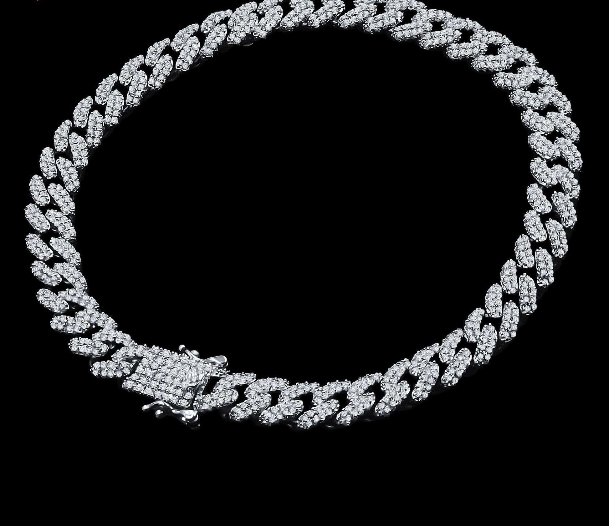 6mm Silver Cuban Link Bracelet Iced Out Slim For Men