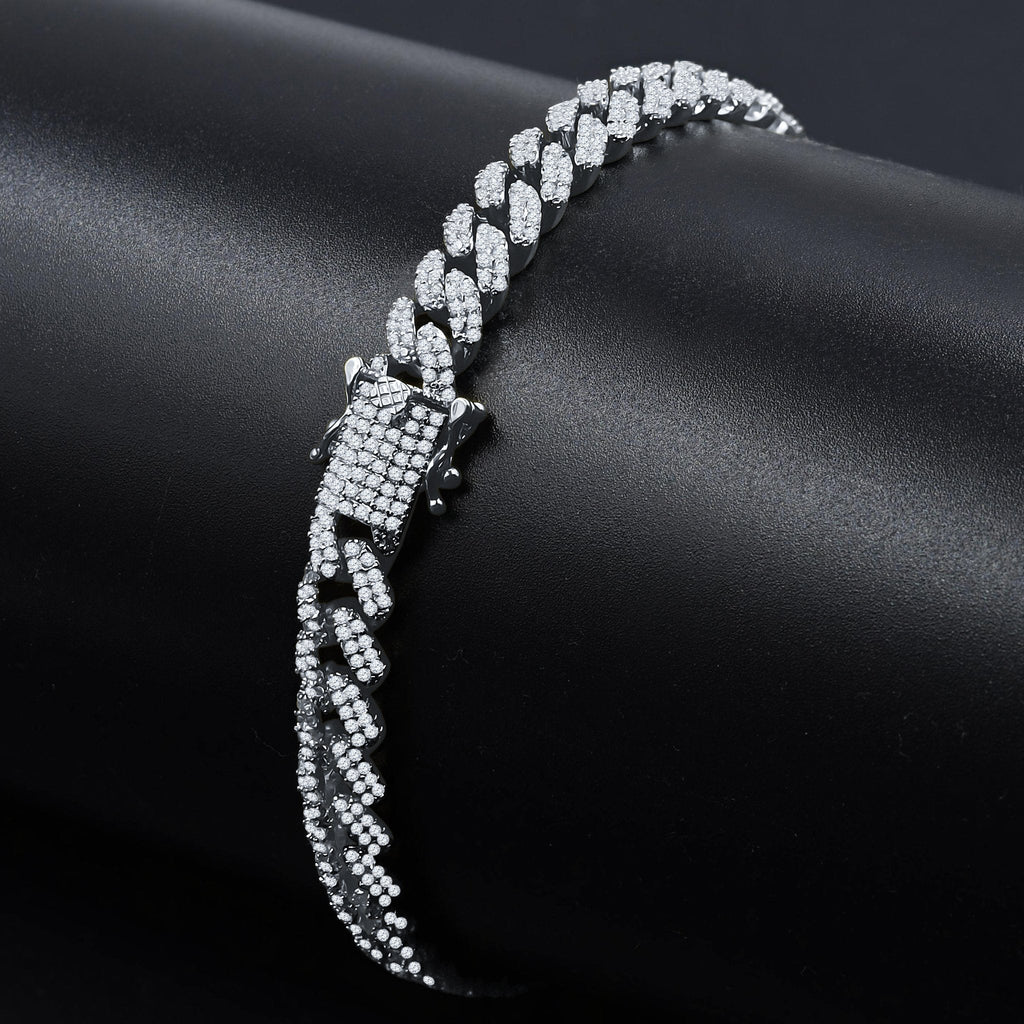 6mm Silver Cuban Link Bracelet Iced Out Slim For Men