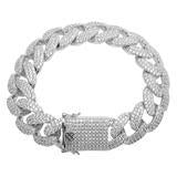 6mm Silver Cuban Link Bracelet Iced Out Slim For Men