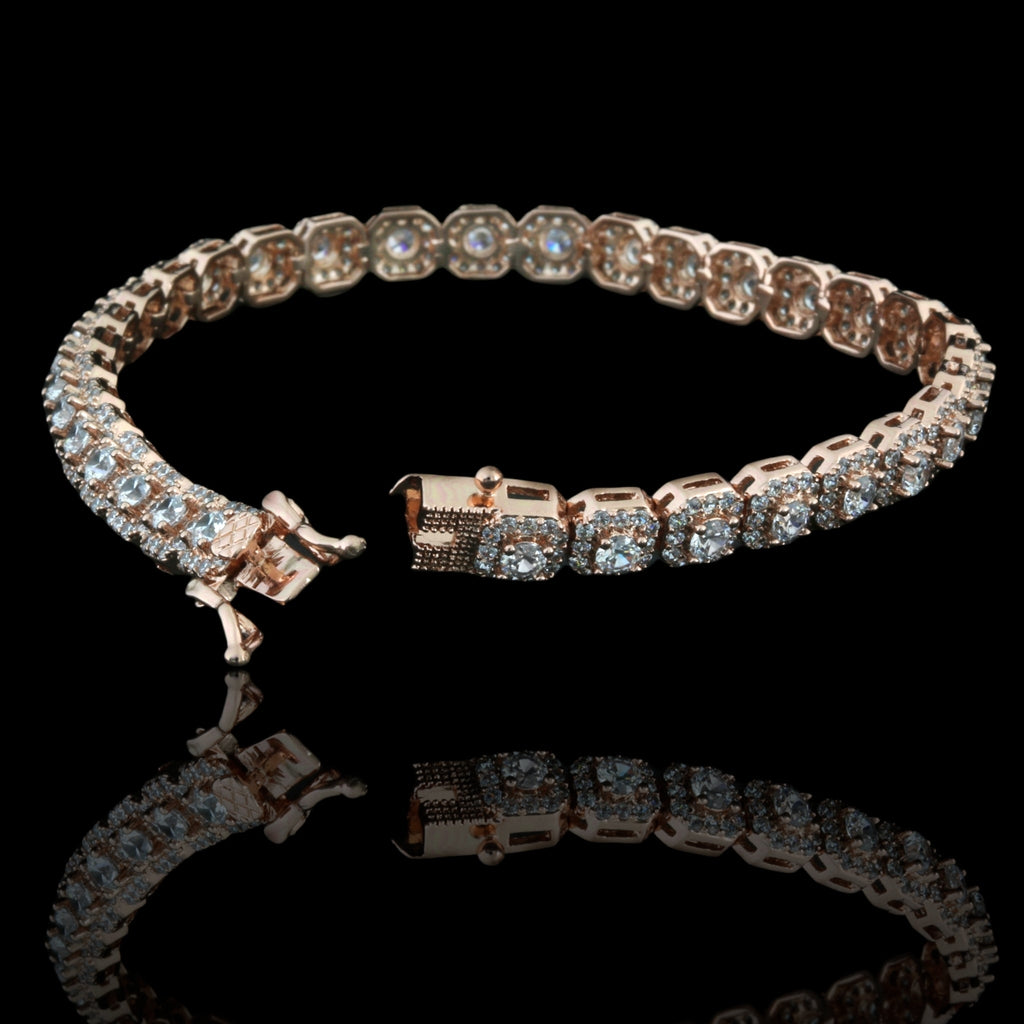6mm Square CZ Tennis Bracelet Rhodium Plated 7.5 Inch