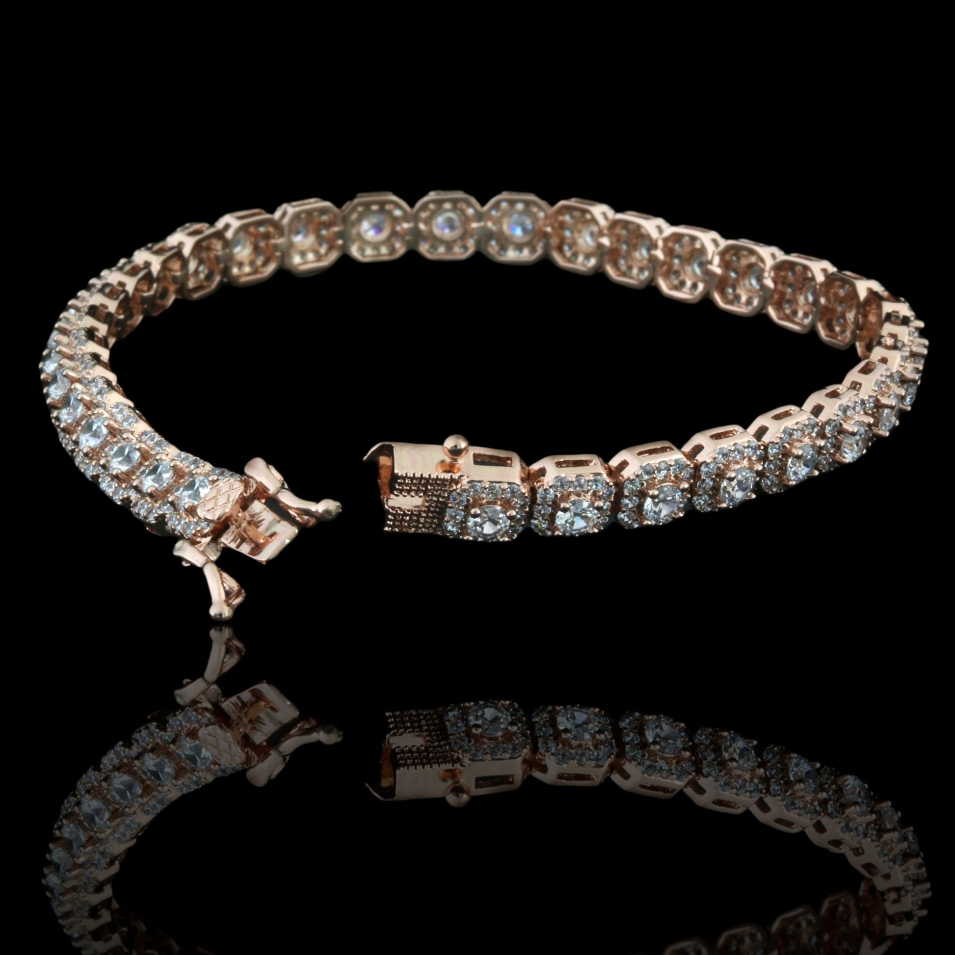 6mm Square CZ Tennis Bracelet Rhodium Plated 7.5 Inch