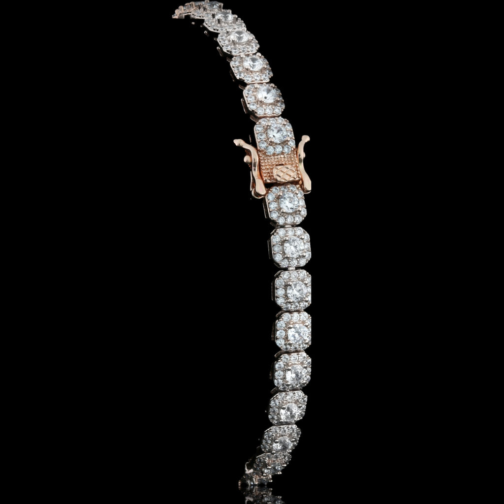 6mm Square CZ Tennis Bracelet Rhodium Plated 7.5 Inch