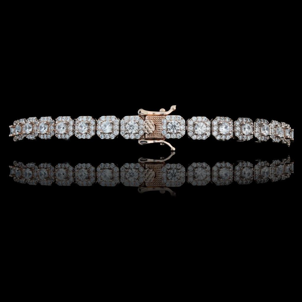 6mm Square CZ Tennis Bracelet Rhodium Plated 7.5 Inch