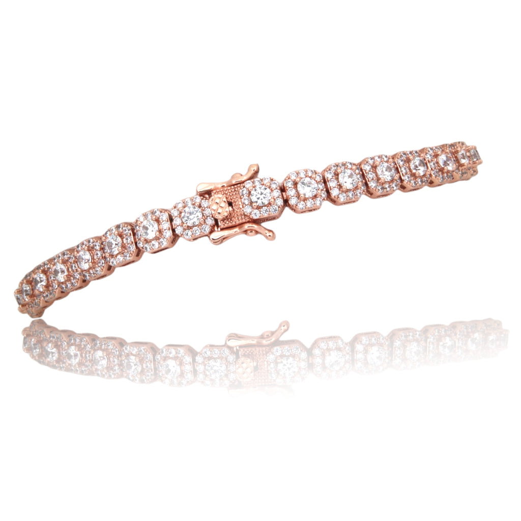 6mm Square CZ Tennis Bracelet Rhodium Plated 7.5 Inch