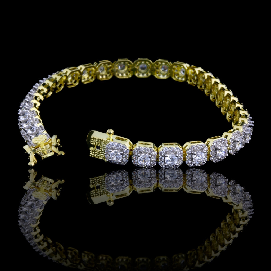 6mm Square CZ Tennis Bracelet Rhodium Plated 7.5 Inch