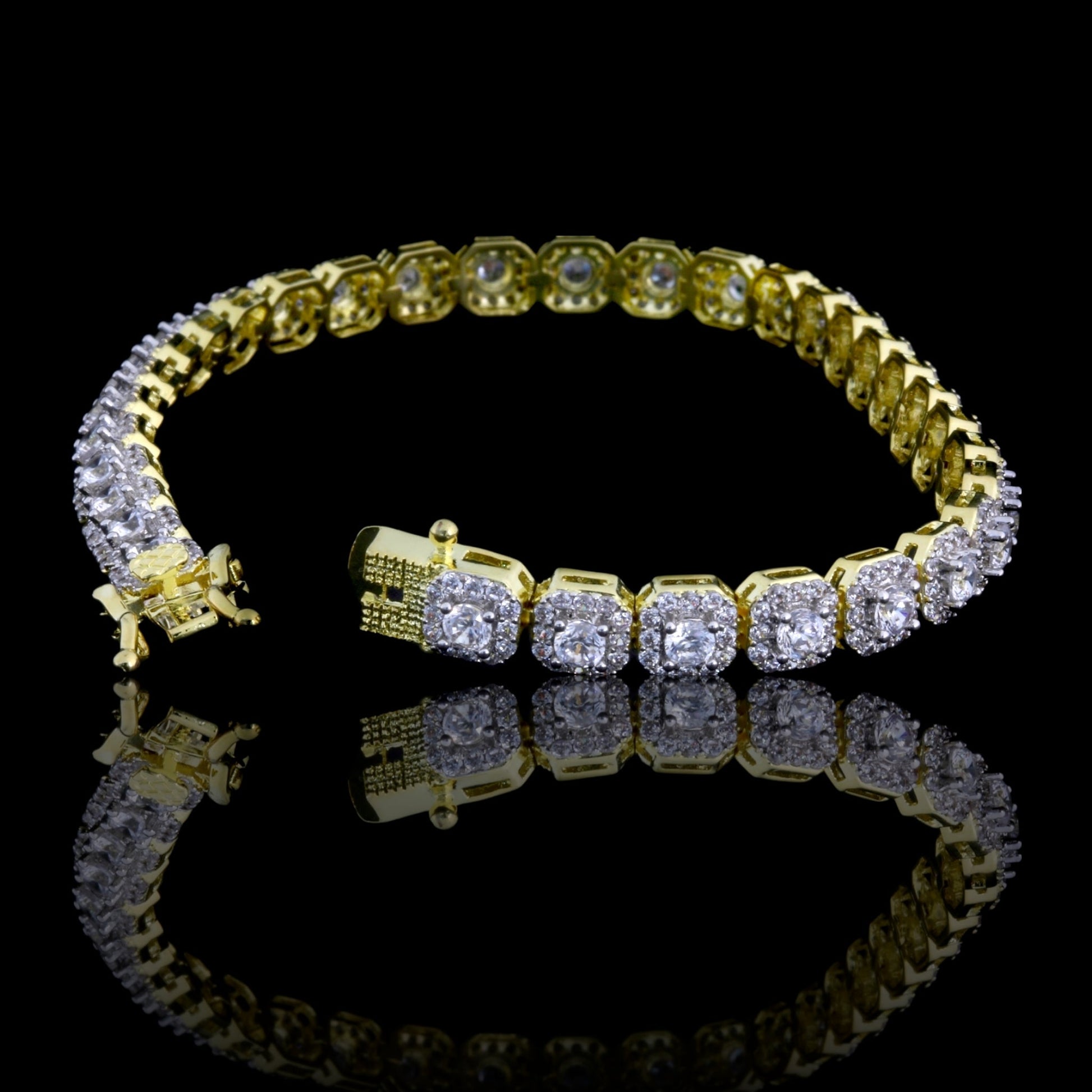6mm Square CZ Tennis Bracelet Rhodium Plated 7.5 Inch