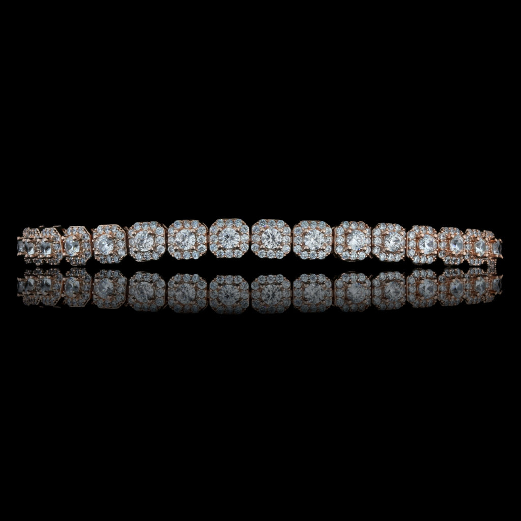 6mm Square CZ Tennis Bracelet Rhodium Plated 7.5 Inch