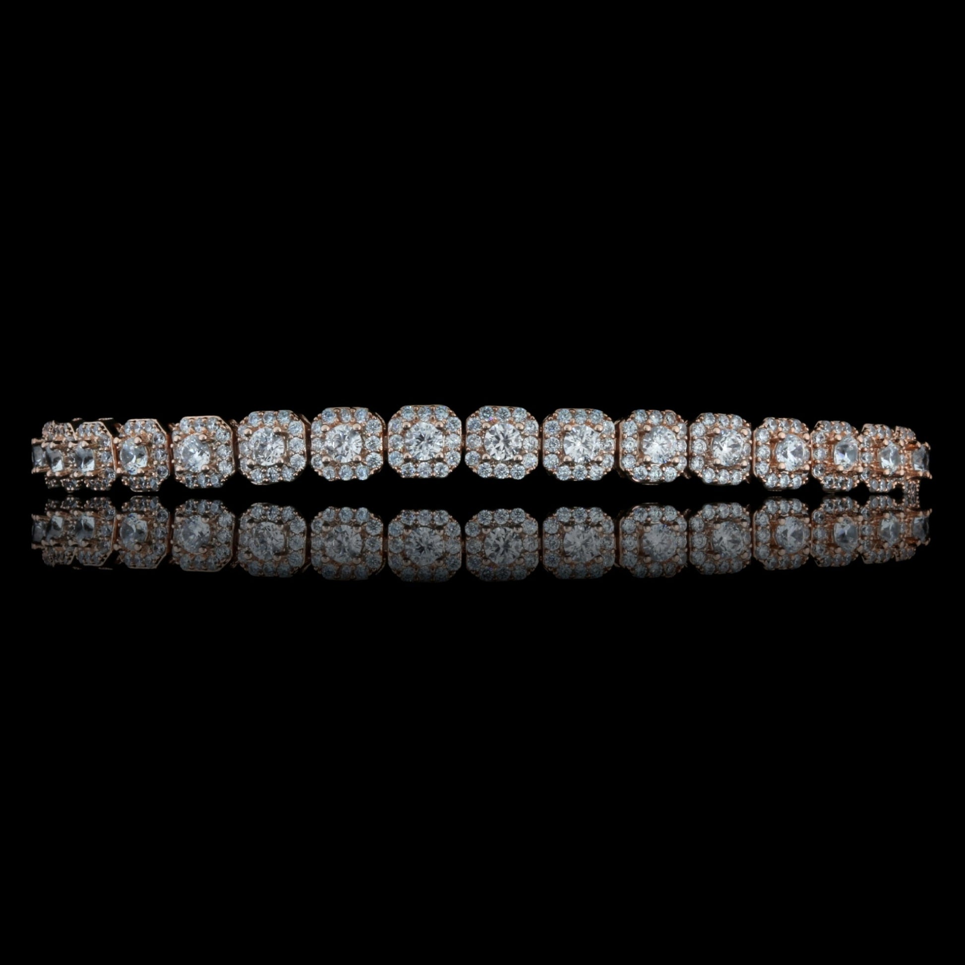 6mm Square CZ Tennis Bracelet Rhodium Plated 7.5 Inch