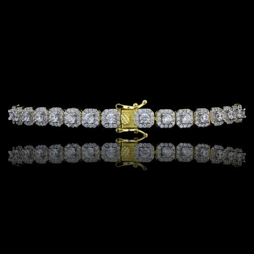 6mm Square CZ Tennis Bracelet Rhodium Plated 7.5 Inch