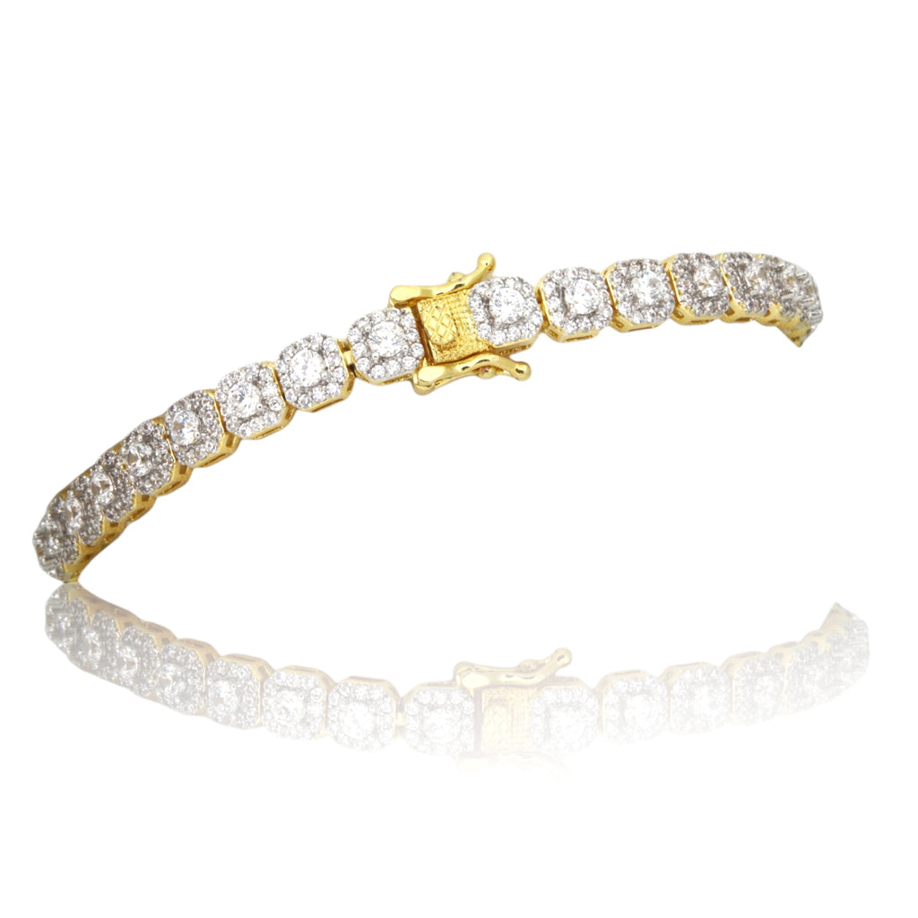 6mm Square CZ Tennis Bracelet Rhodium Plated 7.5 Inch