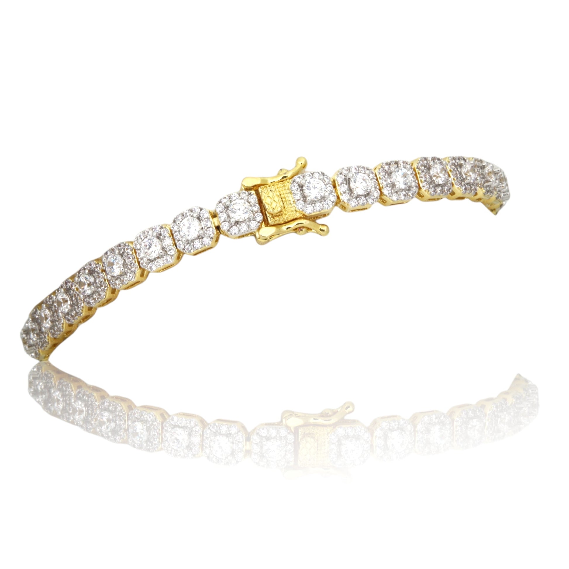 6mm Square CZ Tennis Bracelet Rhodium Plated 7.5 Inch