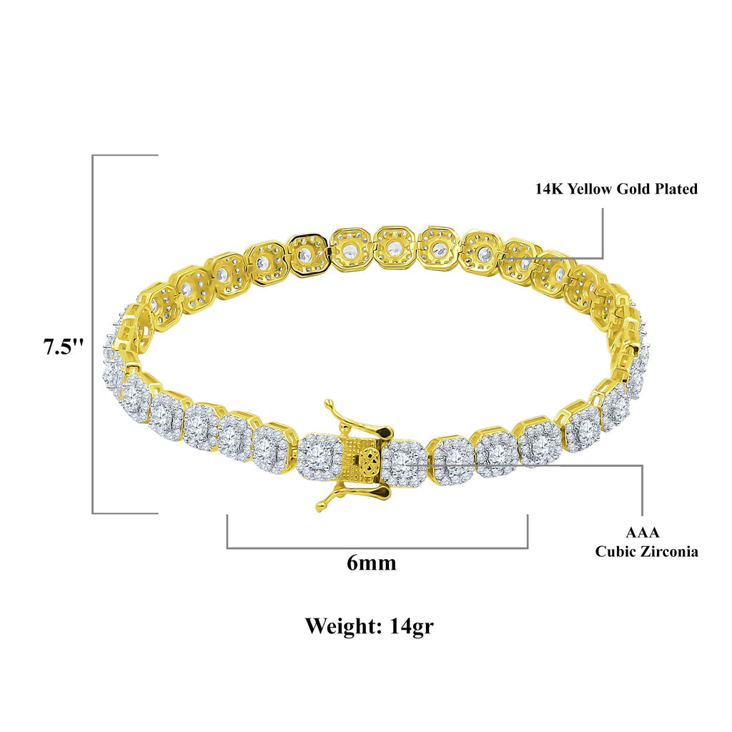 6mm Square CZ Tennis Bracelet Rhodium Plated 7.5 Inch