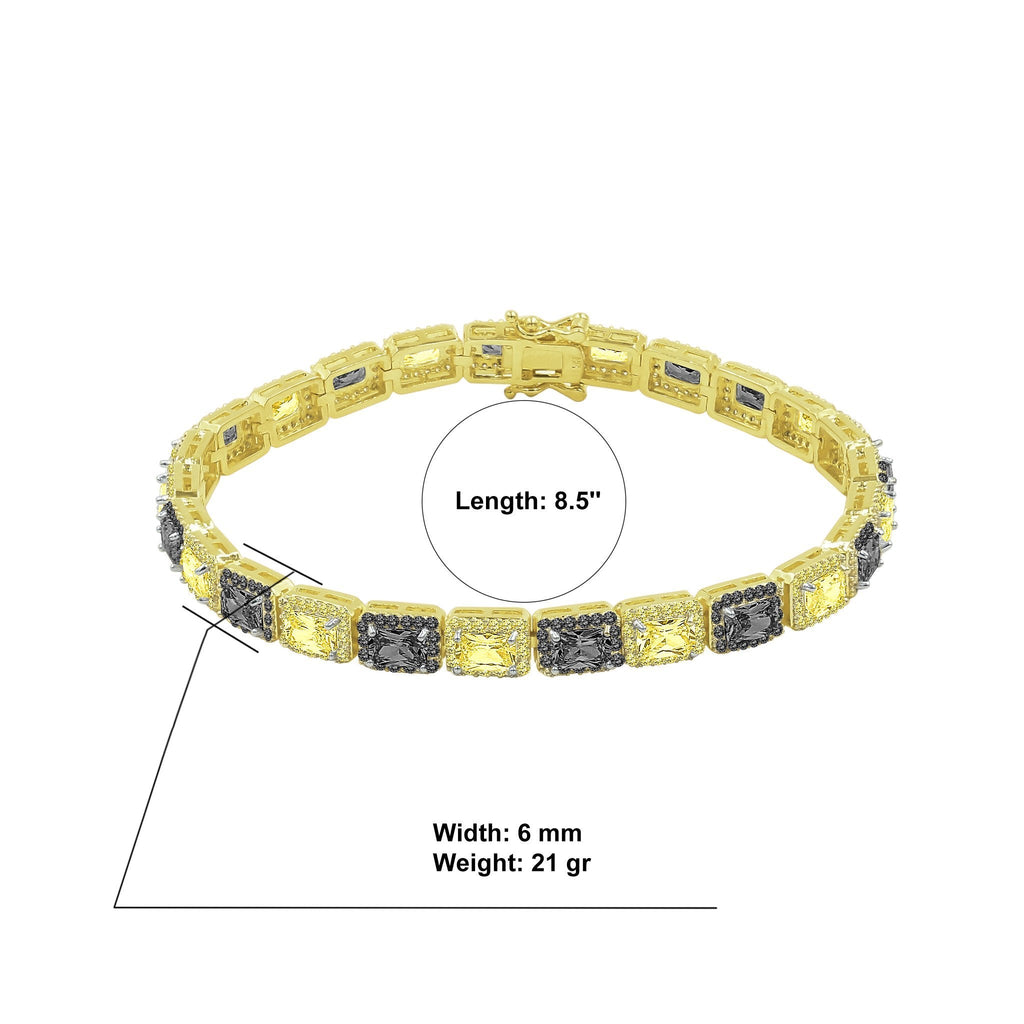 6MM Square Tennis Bracelet Modern Halo Sparkle Low Profile