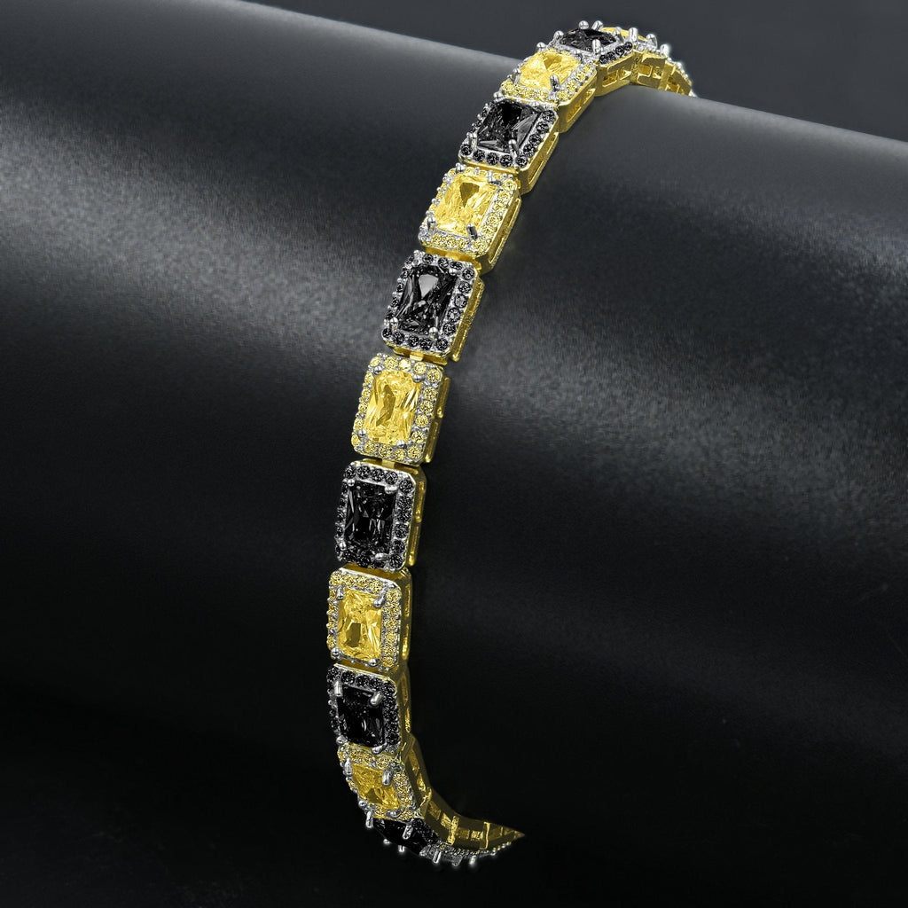 6MM Square Tennis Bracelet Modern Halo Sparkle Low Profile