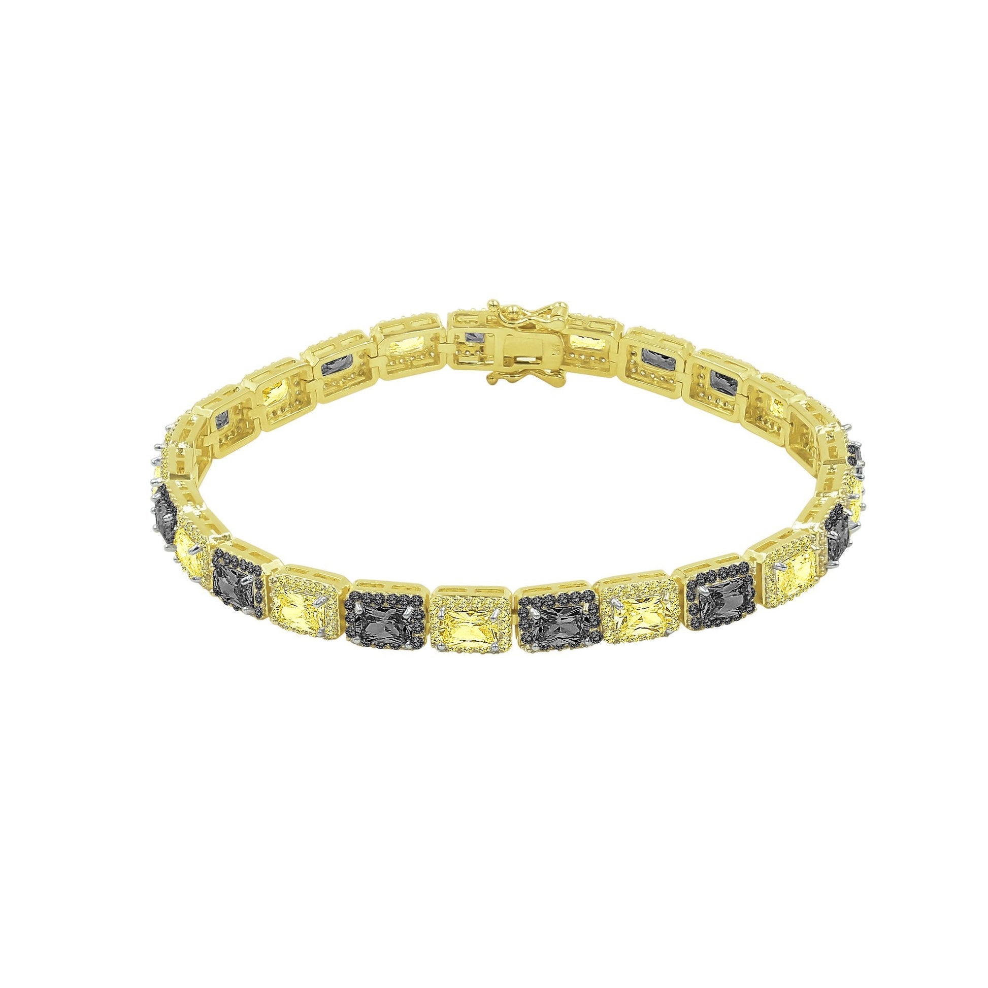 6MM Square Tennis Bracelet Modern Halo Sparkle Low Profile