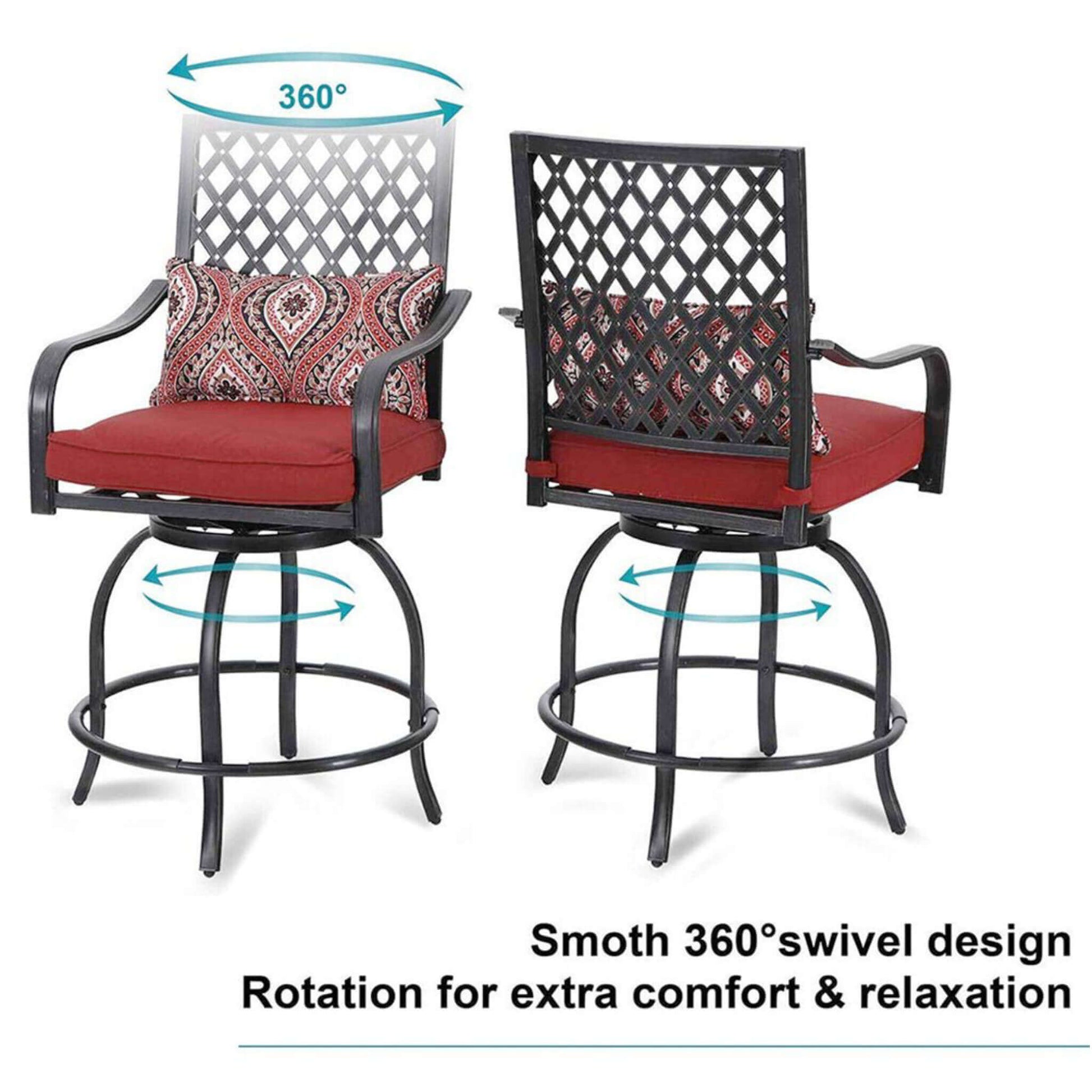 Alora 6-Piece Outdoor Patio Bar Set Dining Table With Umbrella & Swivel Bar Stools (SAK53218)