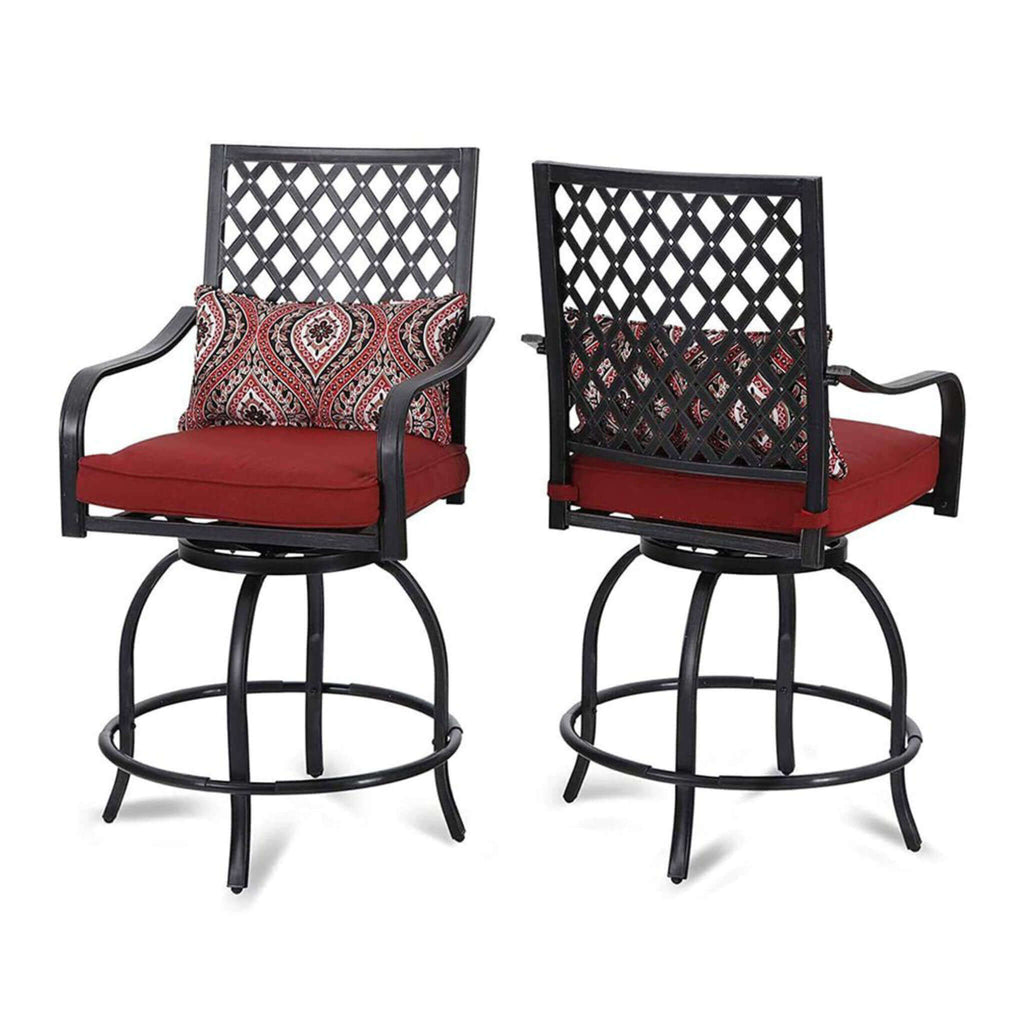 Alora 6-Piece Outdoor Patio Bar Set Dining Table With Umbrella & Swivel Bar Stools (SAK53218)