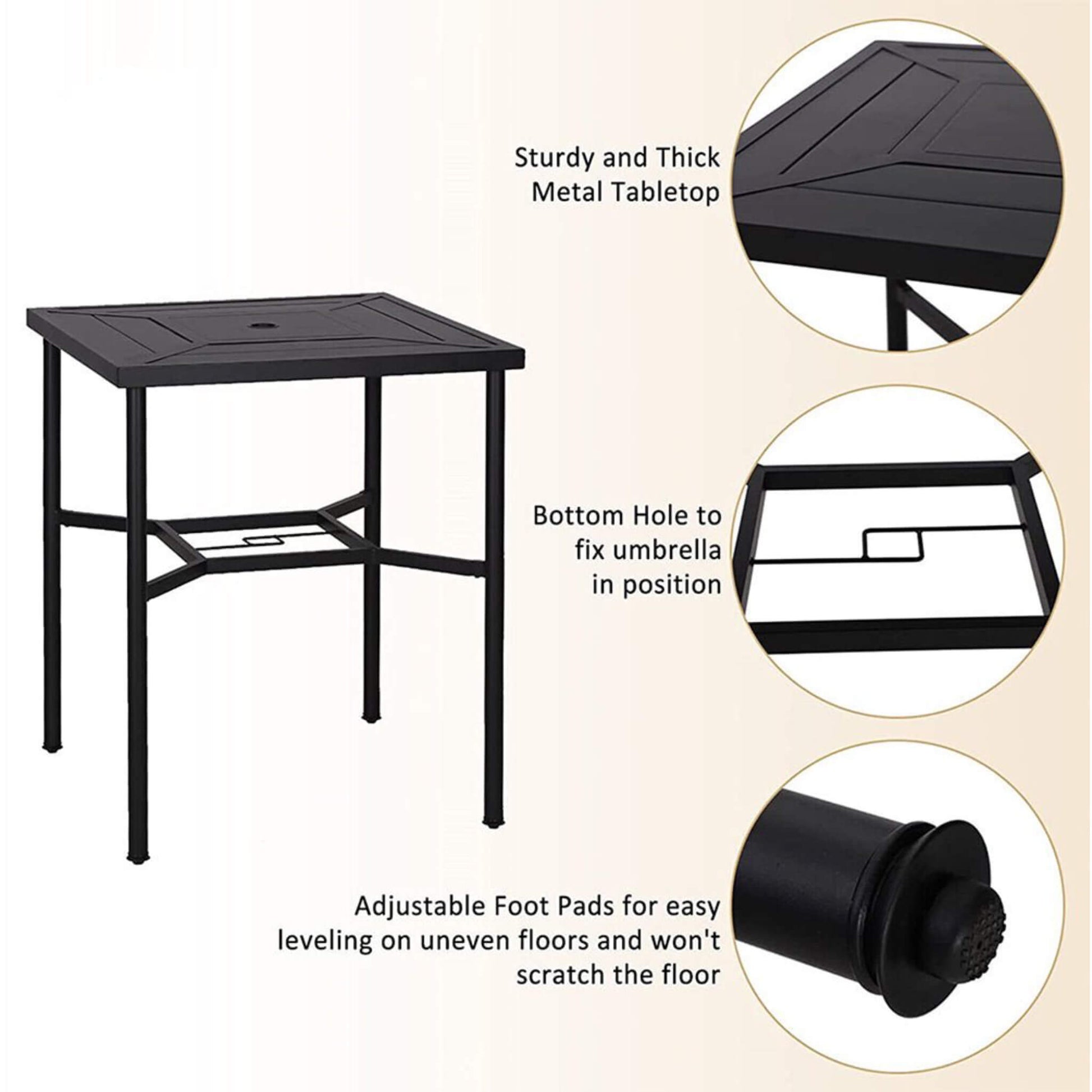 Alora 6-Piece Outdoor Patio Bar Set Dining Table With Umbrella & Swivel Bar Stools (SAK53218)