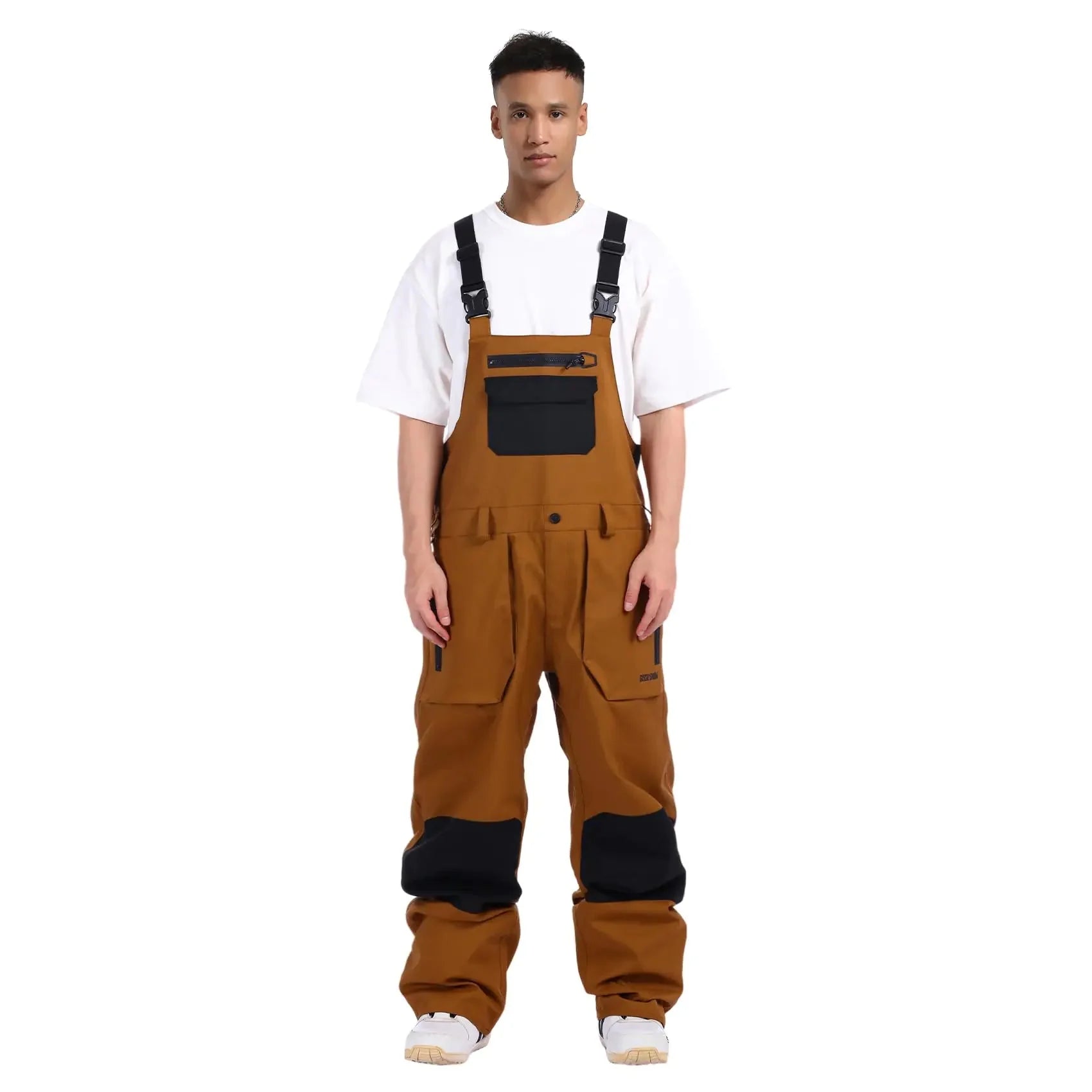 GSOU SNOW Women Men Ski Bibs Snowboard Pants Snow Bibs Overalls Waterproof Windproof Insulated Winter Sport Warm Coffee