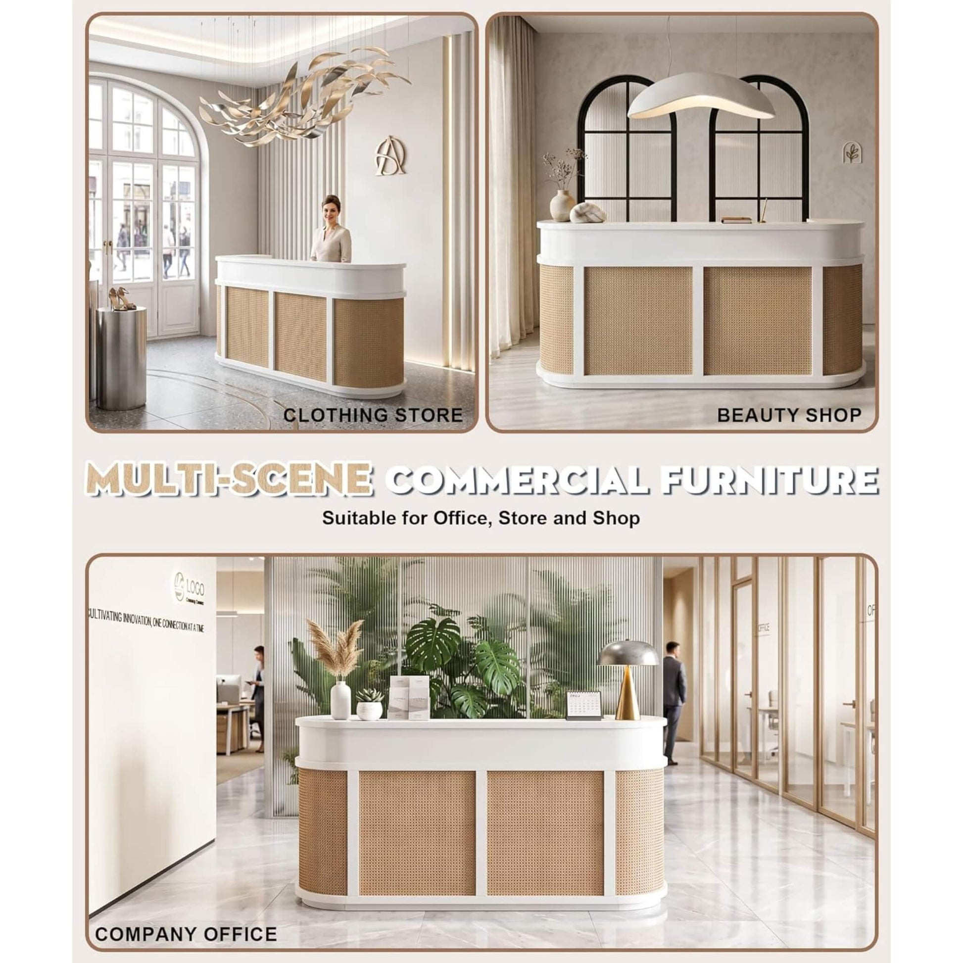 Velmor 70-Inch Modern Wooden Reception Desk With Lockable Drawers (SAK26148)