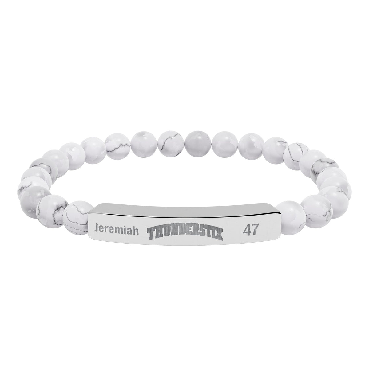 Natural Stone Stretch Bar Bracelet (Engraving - Thundersticks) Personalization Avail (Player Name and #)