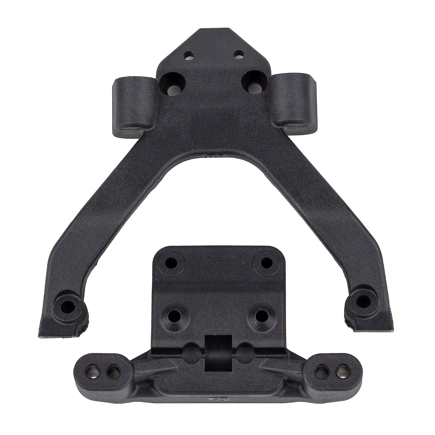 Team Associated RC10B6.4 Factory Team Front Top Plate and Ballstud Mount Angled Carbon