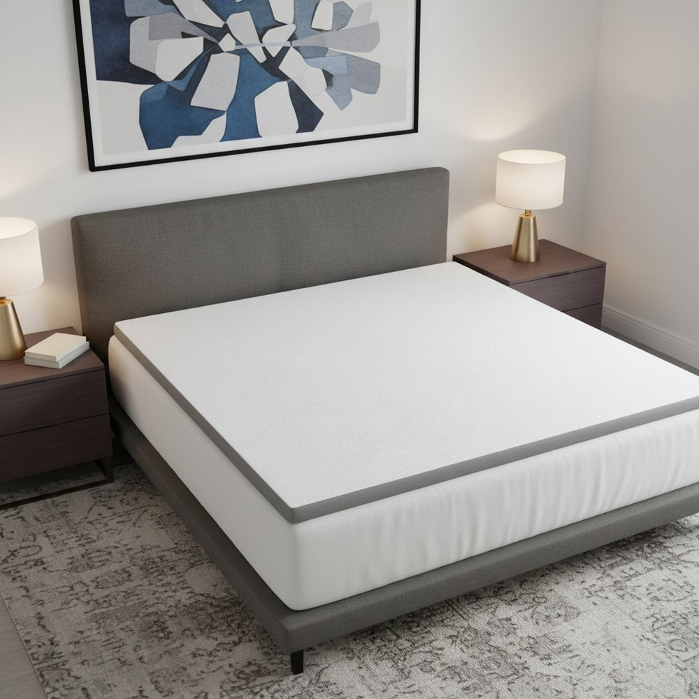 2" White Gel Memory Foam Cooling Queen Mattress Topper