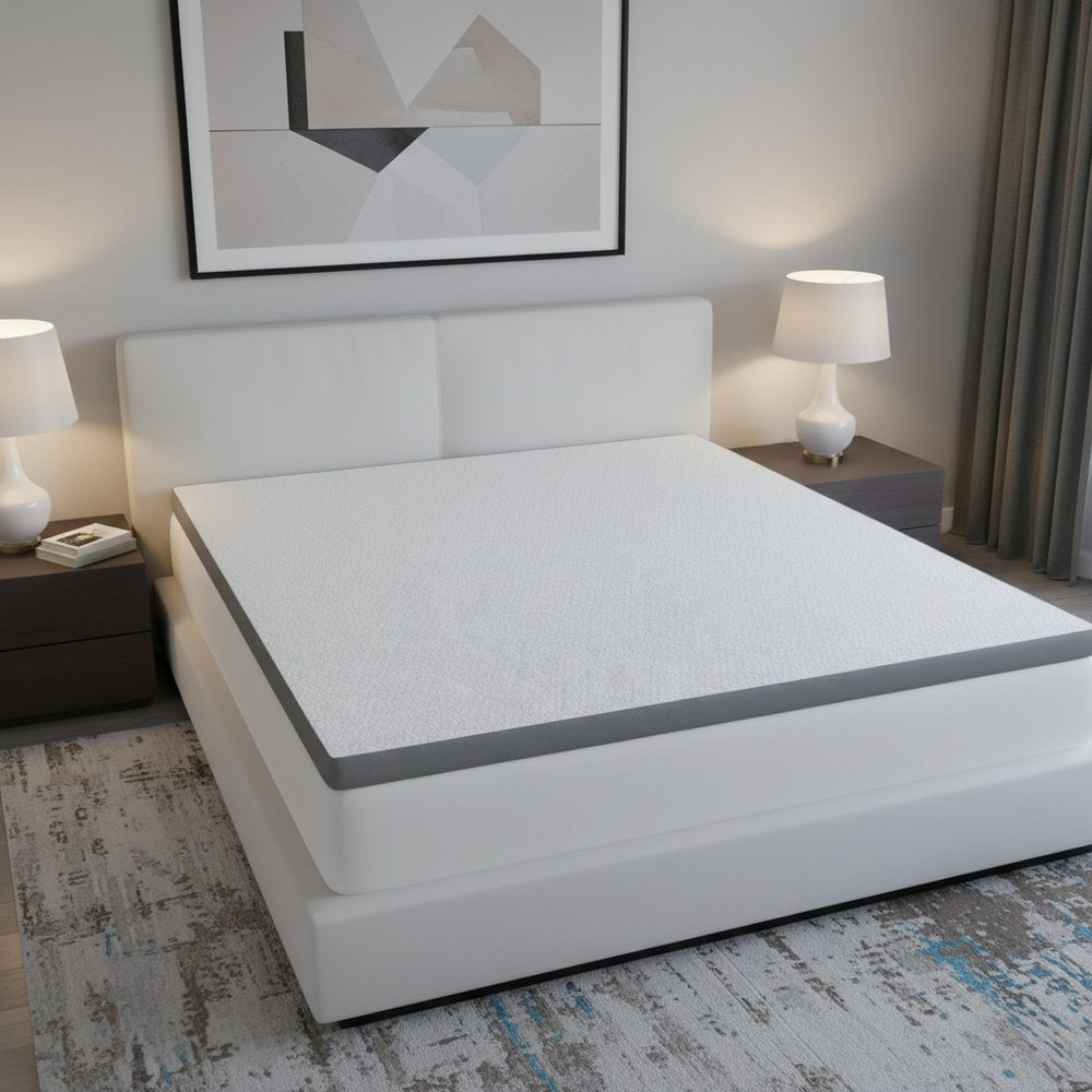 2" White Gel Memory Foam Cooling Queen Mattress Topper