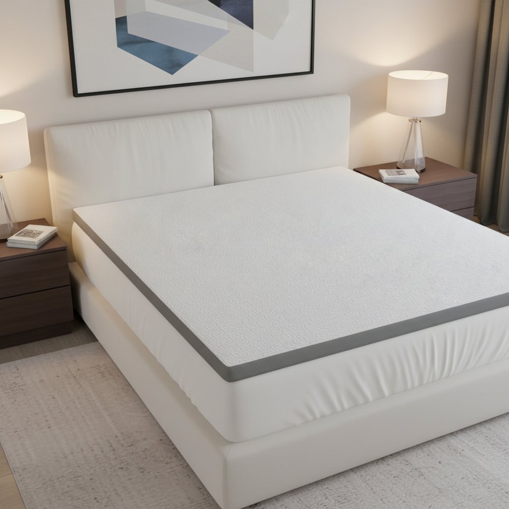 2" White Gel Memory Foam Cooling Queen Mattress Topper