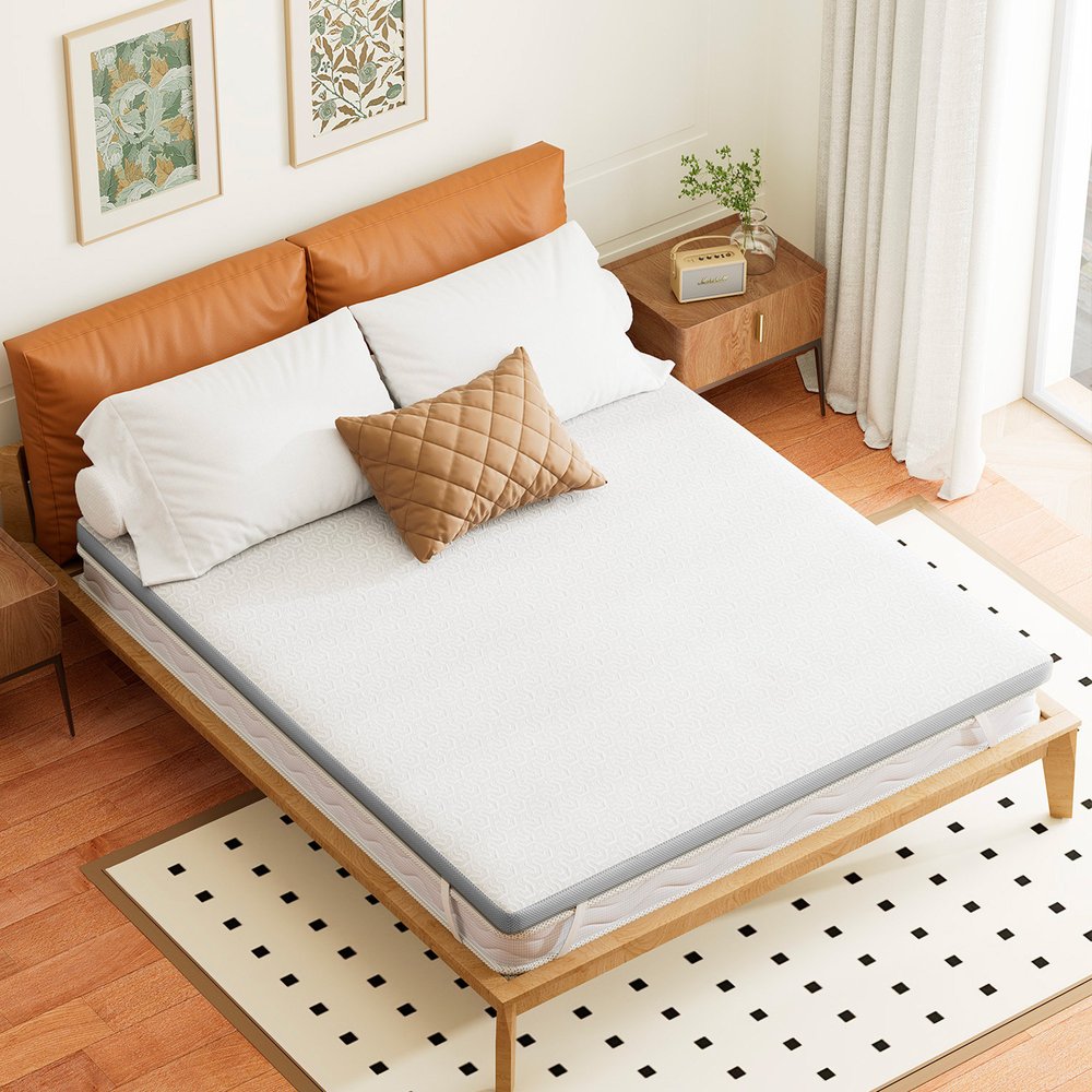 2" White Gel Memory Foam Cooling Queen Mattress Topper
