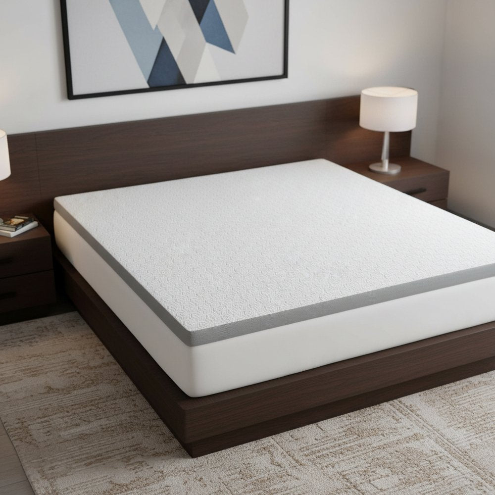 2" White Gel Memory Foam Cooling Queen Mattress Topper
