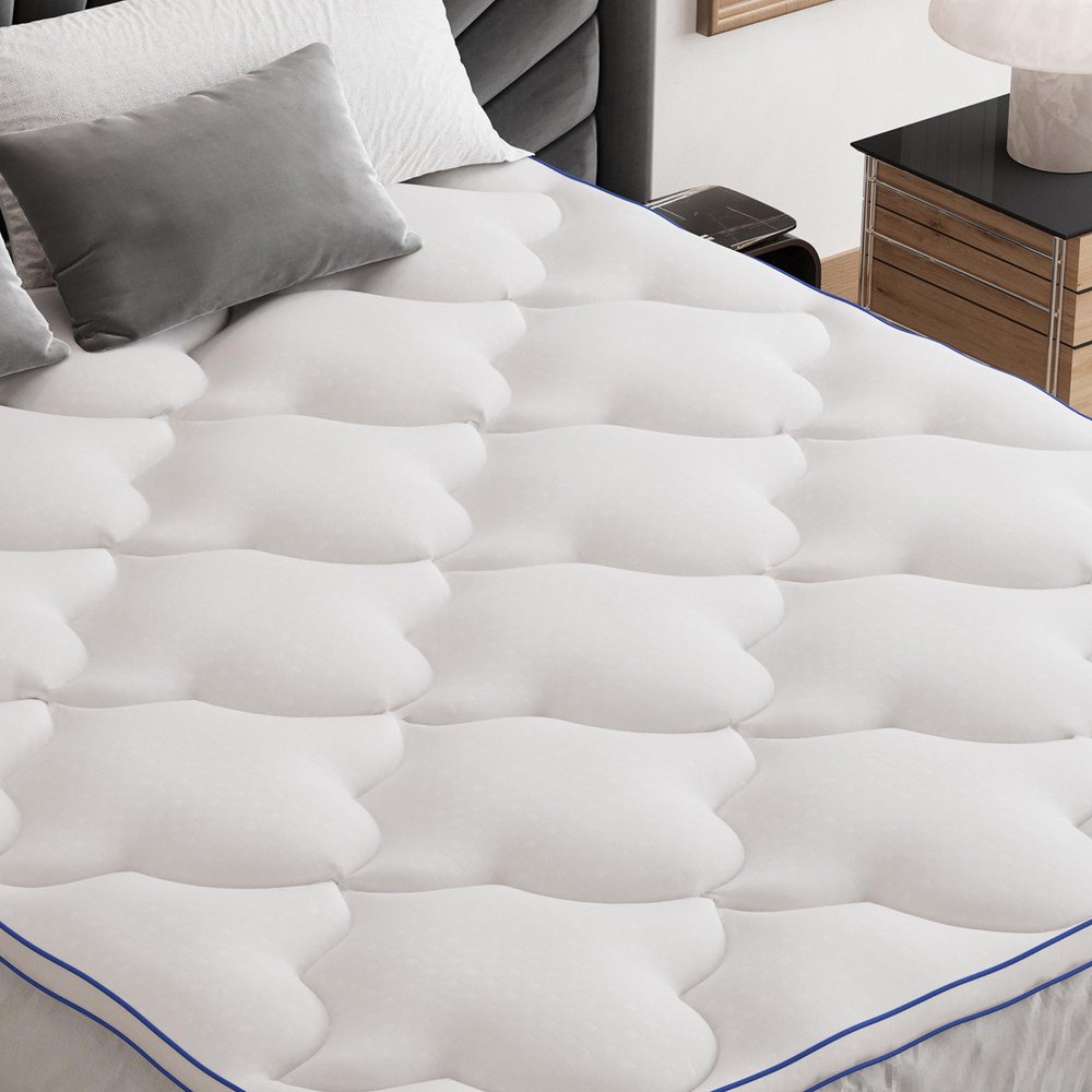 2" White Cotton Twin Mattress Topper