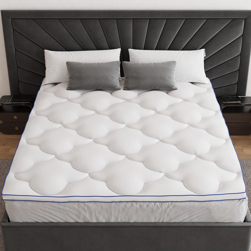 2" White Cotton Twin Mattress Topper