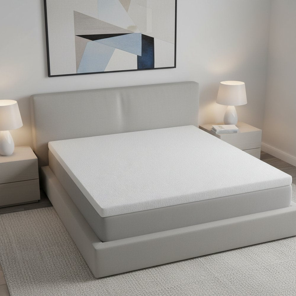 2" White Gel Memory Foam Cooling Queen Mattress Topper