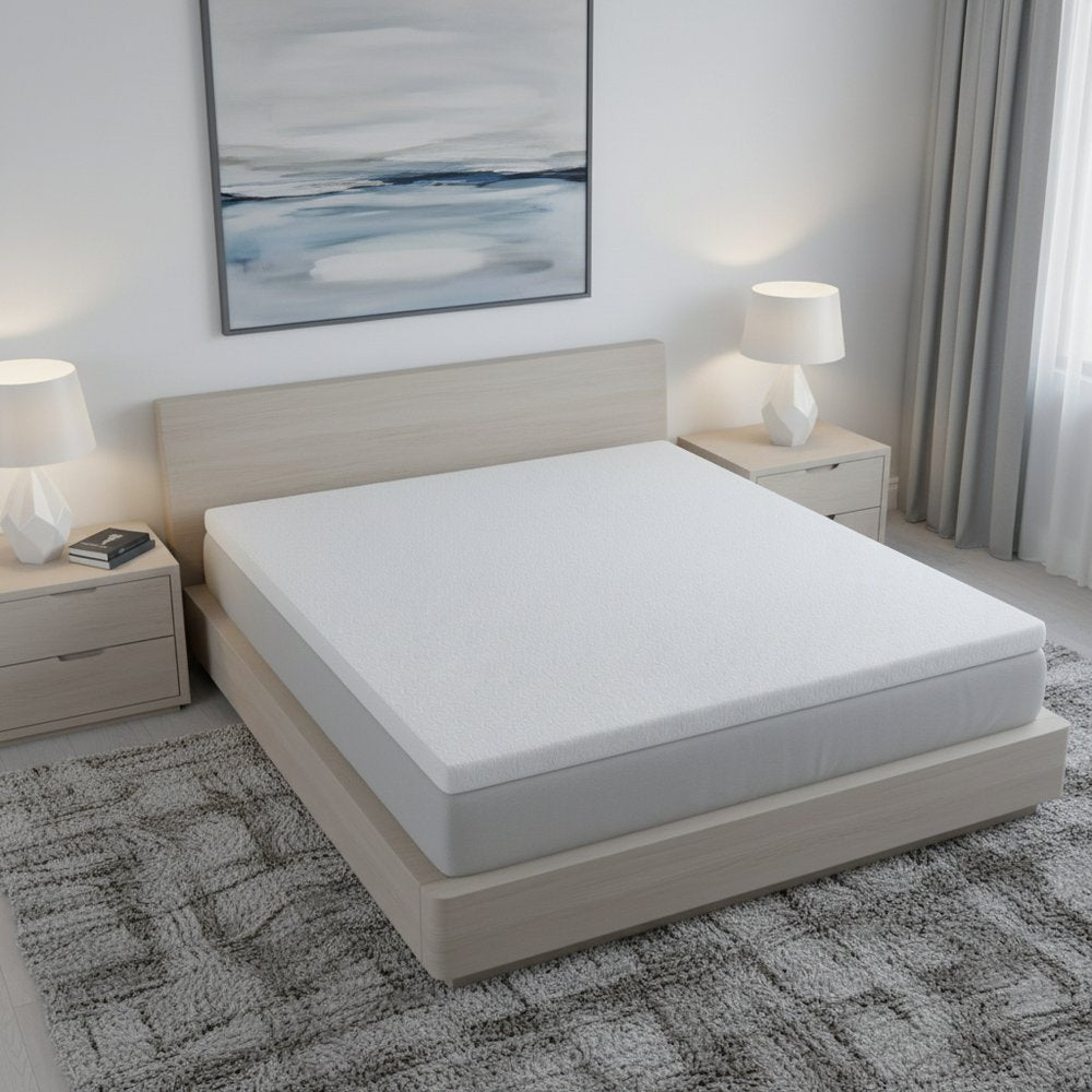 2" White Gel Memory Foam Cooling Queen Mattress Topper