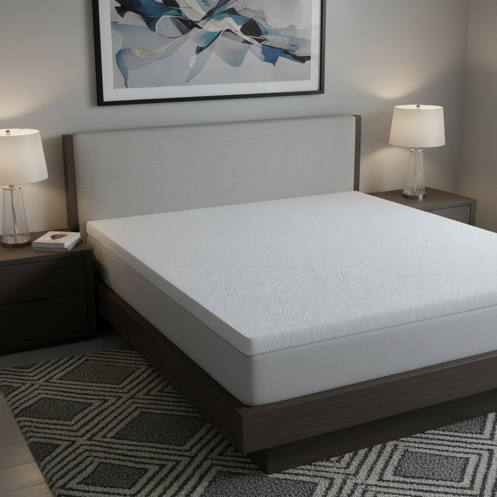 2" White Gel Memory Foam Cooling Queen Mattress Topper