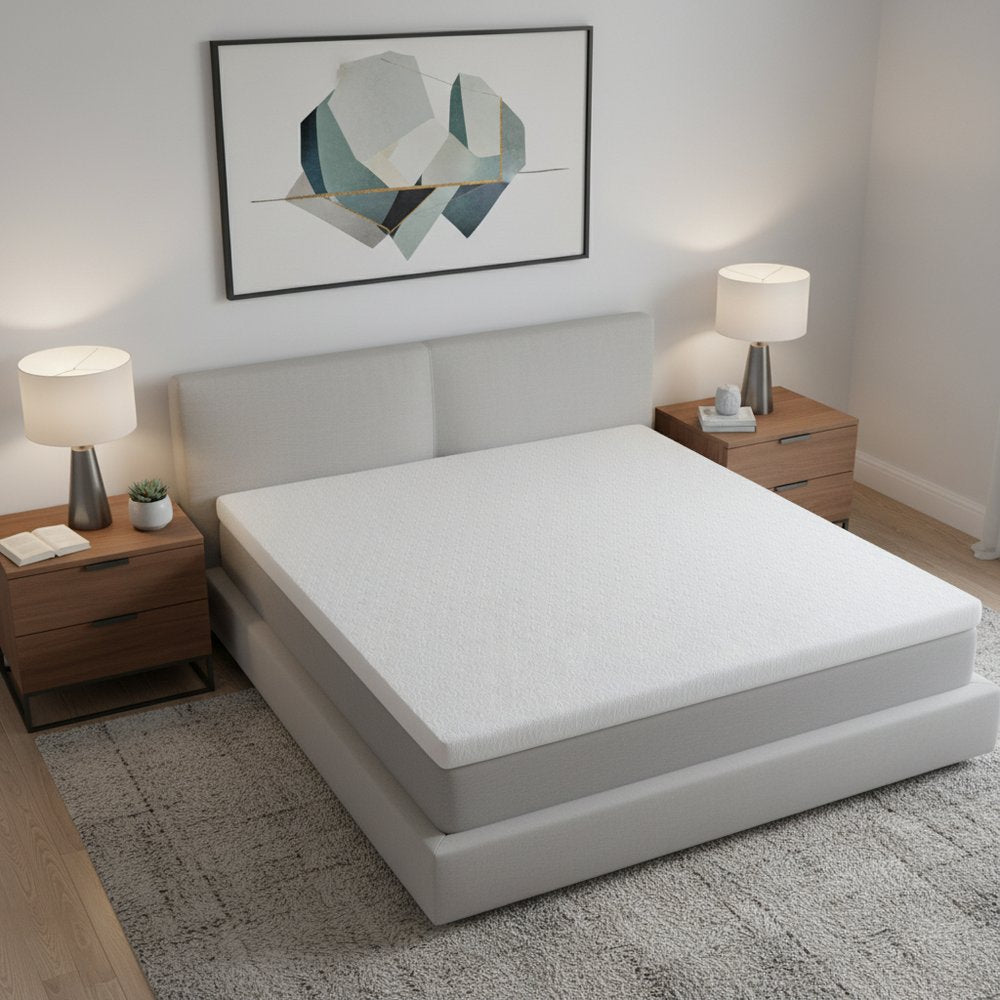 2" White Gel Memory Foam Cooling Queen Mattress Topper