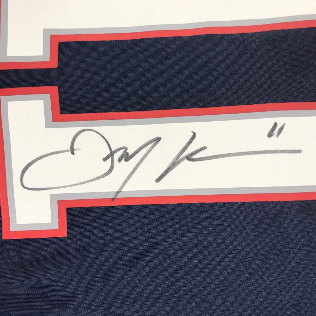 Autographed/Signed Julian Edelman New England Blue Nike Football Jersey Beckett BAS COA