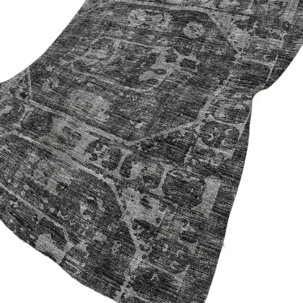 50" X 70" Black And Gray Damask Polyester Woven Plush Throw Blanket