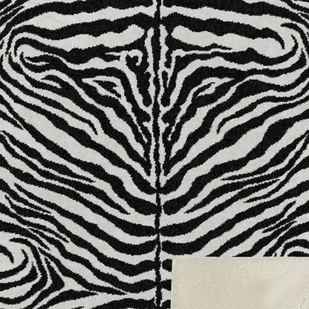 50" X 70" Black And Ivory Zebra Microfiber Plush Throw Blanket