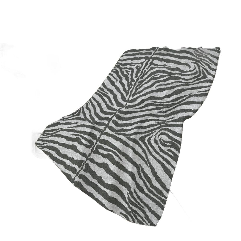 50" X 70" Gray And Ivory Animal Print Polyester Woven Plush Throw Blanket
