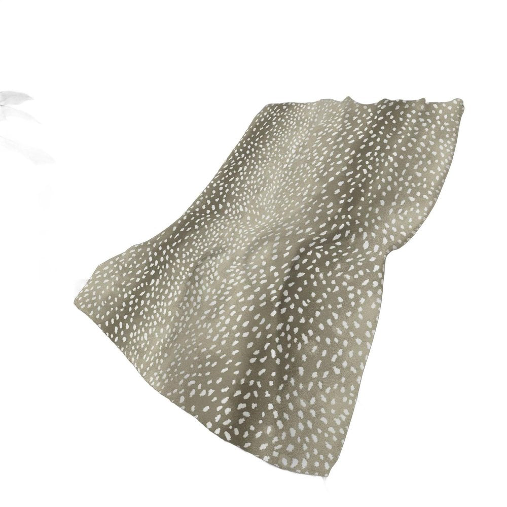 50" X 70" Fawn And Ivory Animal Print Polyester Woven Plush Throw Blanket