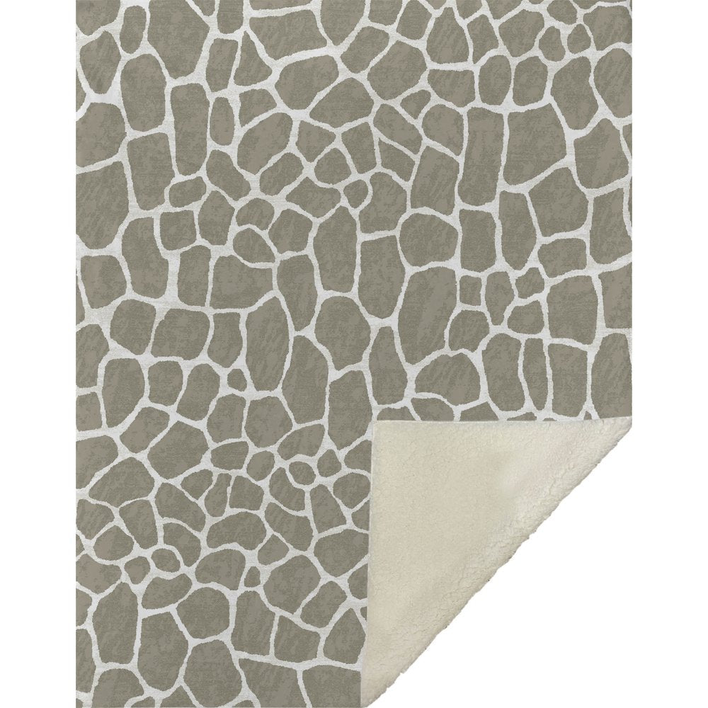 50" X 70" Taupe And Ivory Giraffe Microfiber Plush Throw Blanket