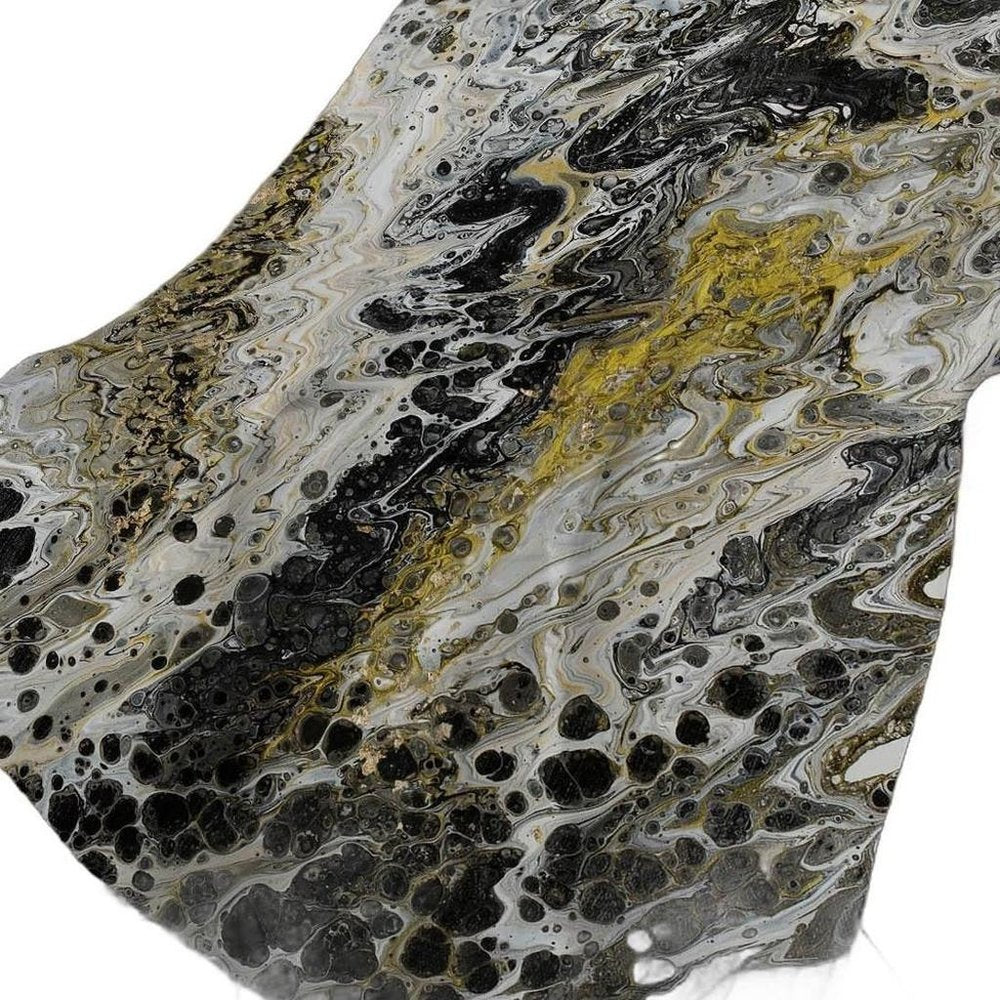50" X 70" Ivory Black And Gold Abstract Polyester Woven Plush Throw Blanket