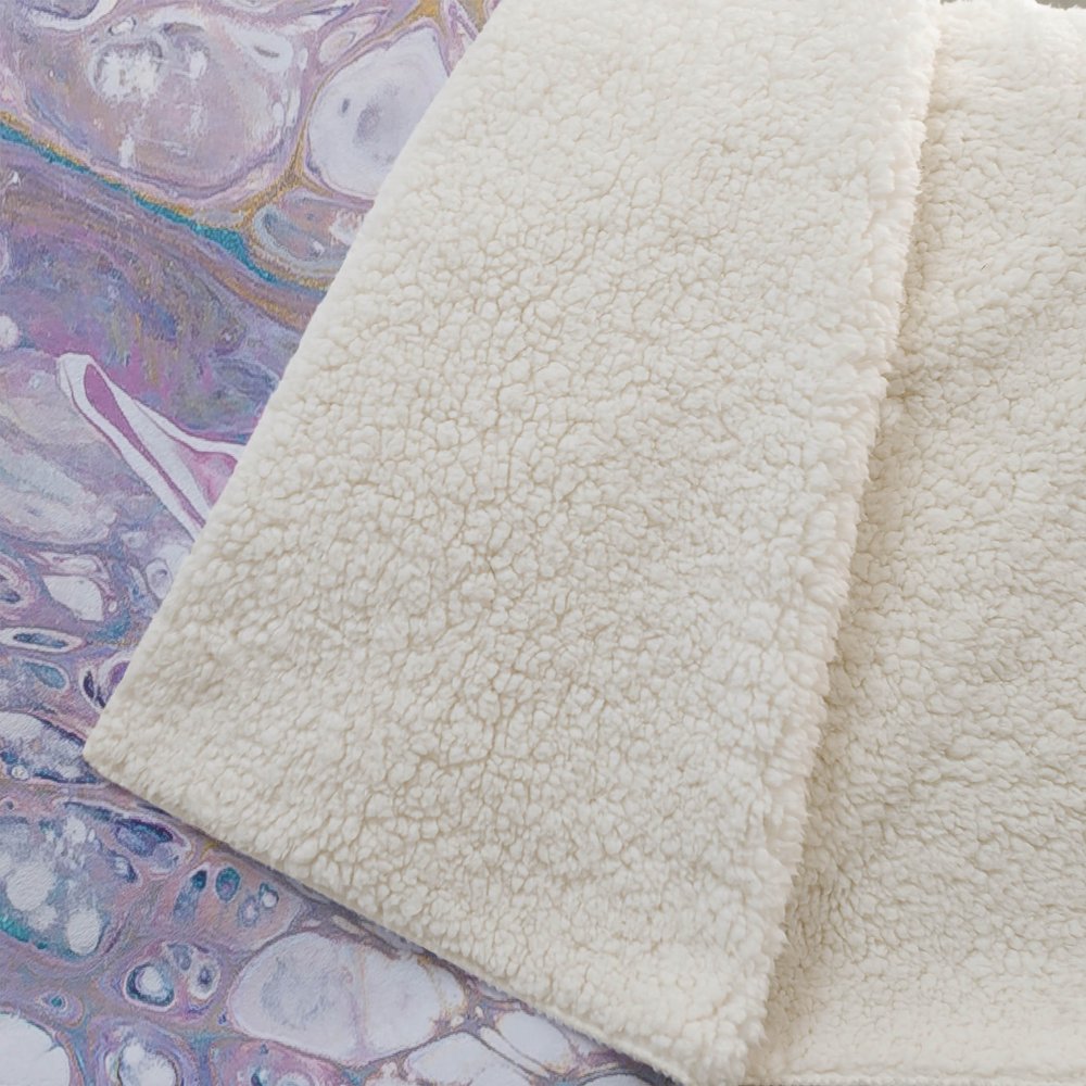 50" X 70" Purple Ivory And Teal Abstract Microfiber Plush Throw Blanket
