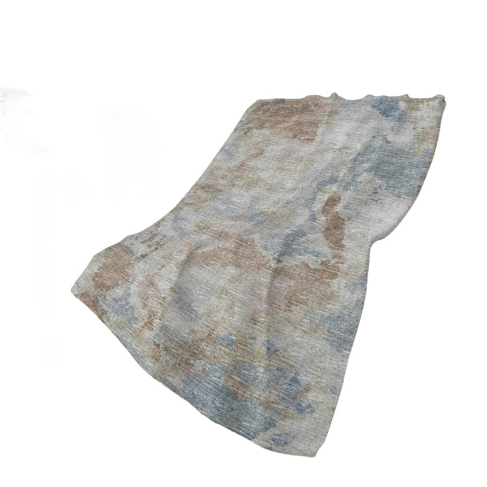 50" X 70" Gray And Coffee Abstract Polyester Woven Plush Throw Blanket